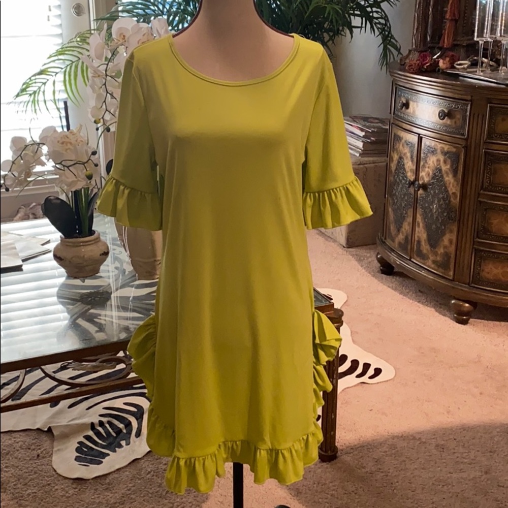 Lime Green ruffle top/dress #177